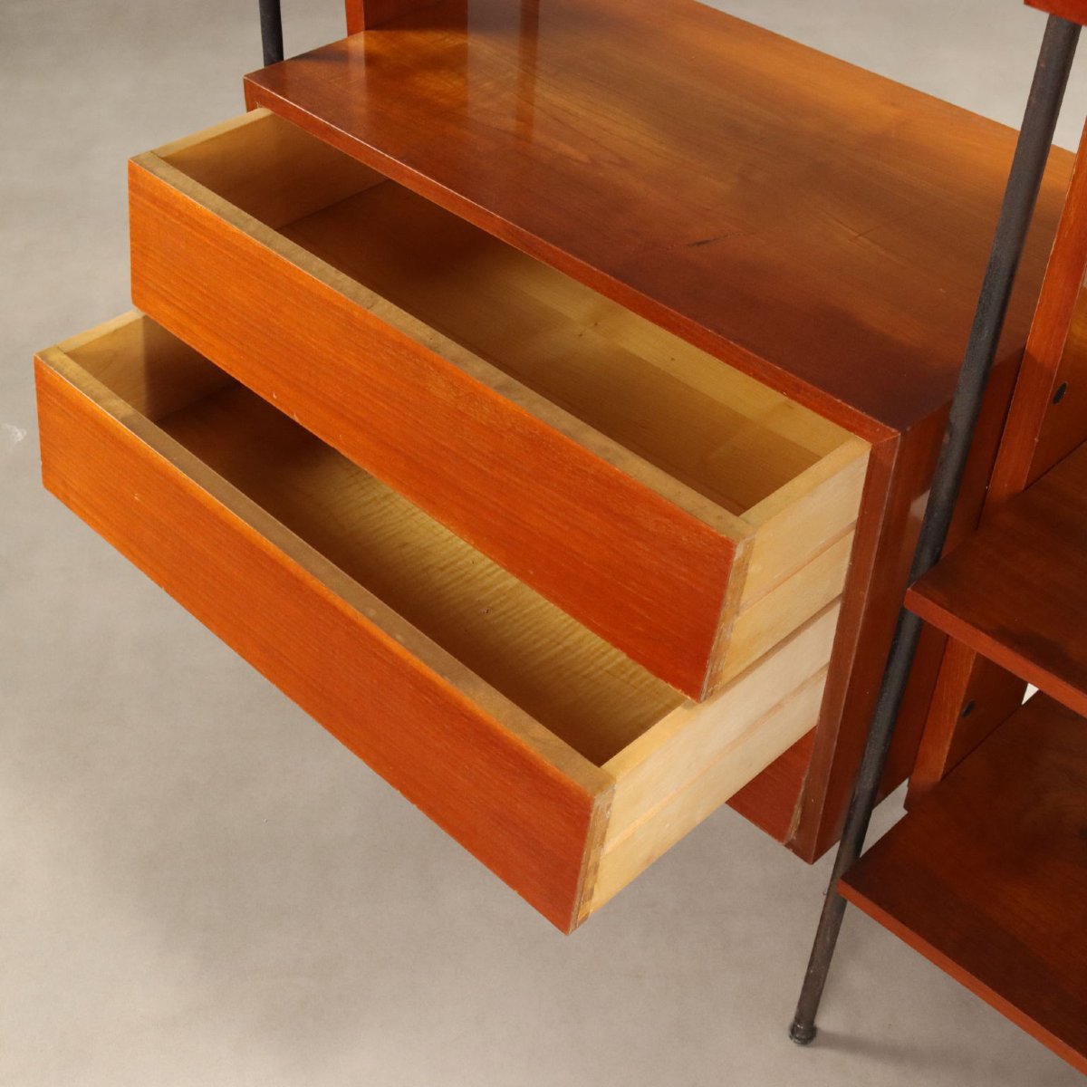 Bibliothèque Vintage Teck Métal Design Italie des Années 1960 Originale-photo-5