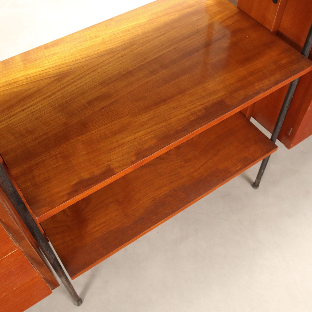 Bibliothèque Vintage Teck Métal Design Italie des Années 1960 Originale-photo-7