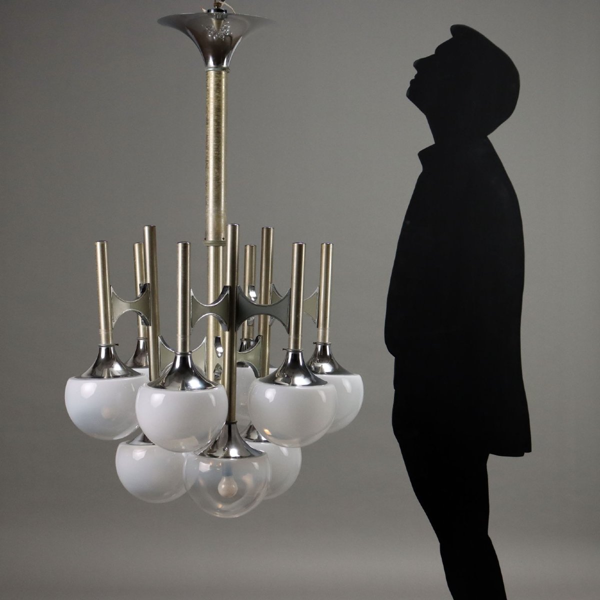 Vintage Lamp Lacquered Steel Glass Spheres Design Italy 1960s-1970s Original-photo-2