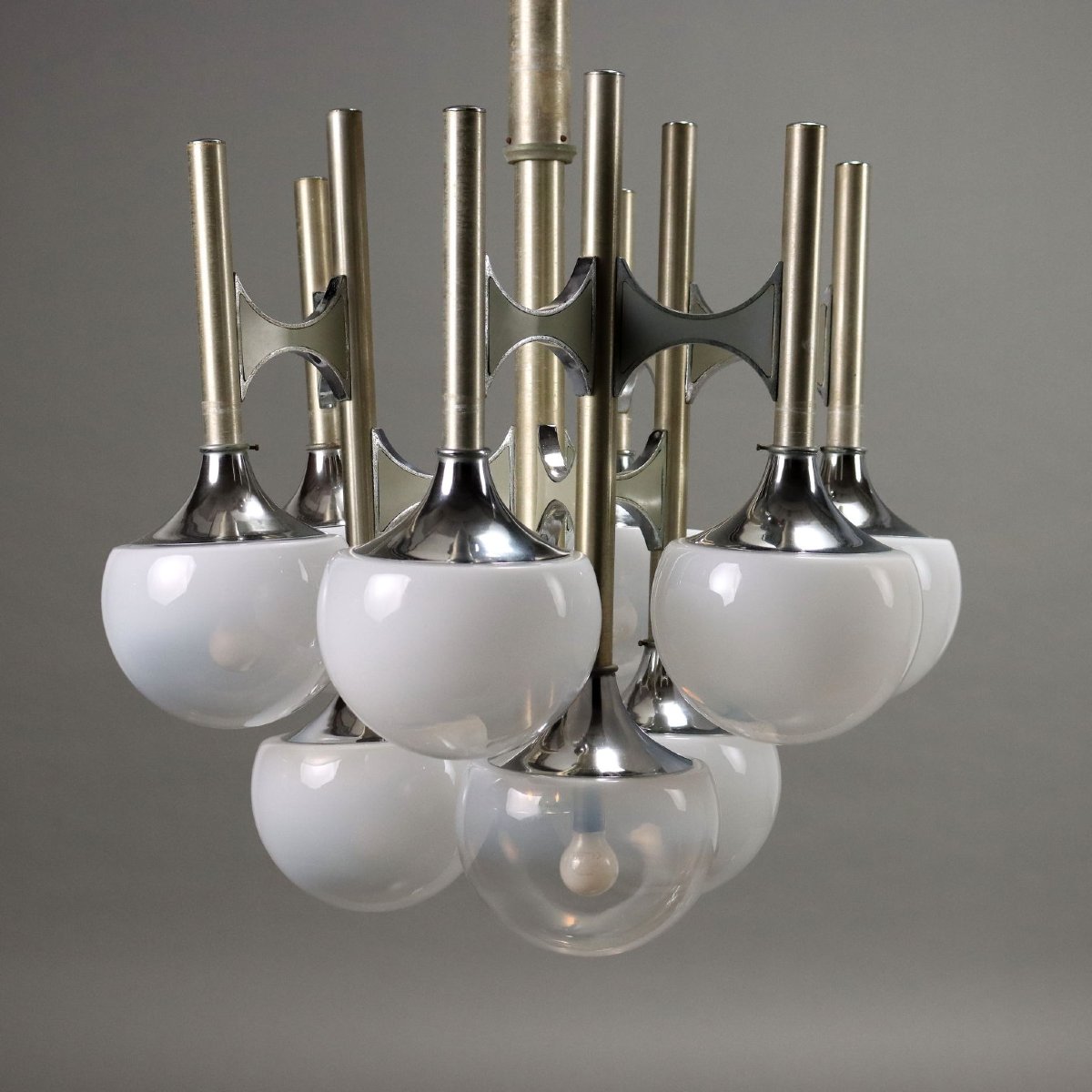 Vintage Lamp Lacquered Steel Glass Spheres Design Italy 1960s-1970s Original-photo-3
