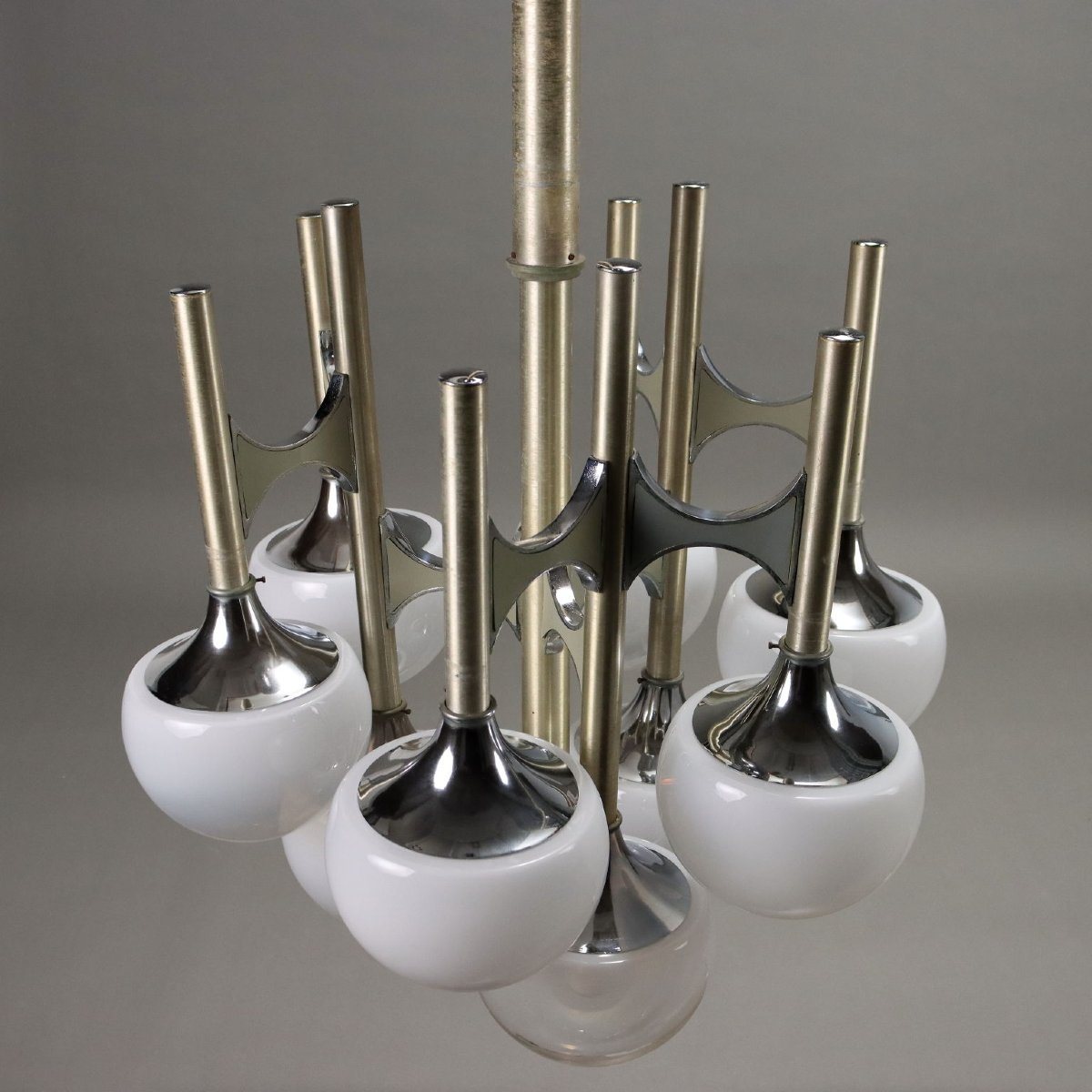 Vintage Lamp Lacquered Steel Glass Spheres Design Italy 1960s-1970s Original-photo-4
