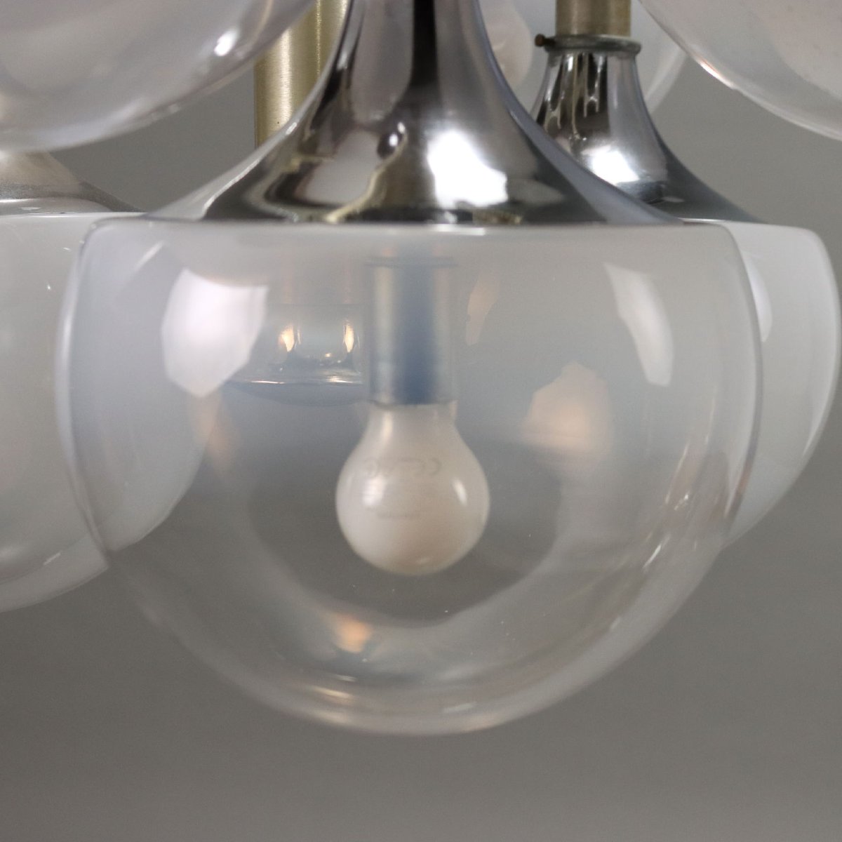 Vintage Lamp Lacquered Steel Glass Spheres Design Italy 1960s-1970s Original-photo-2