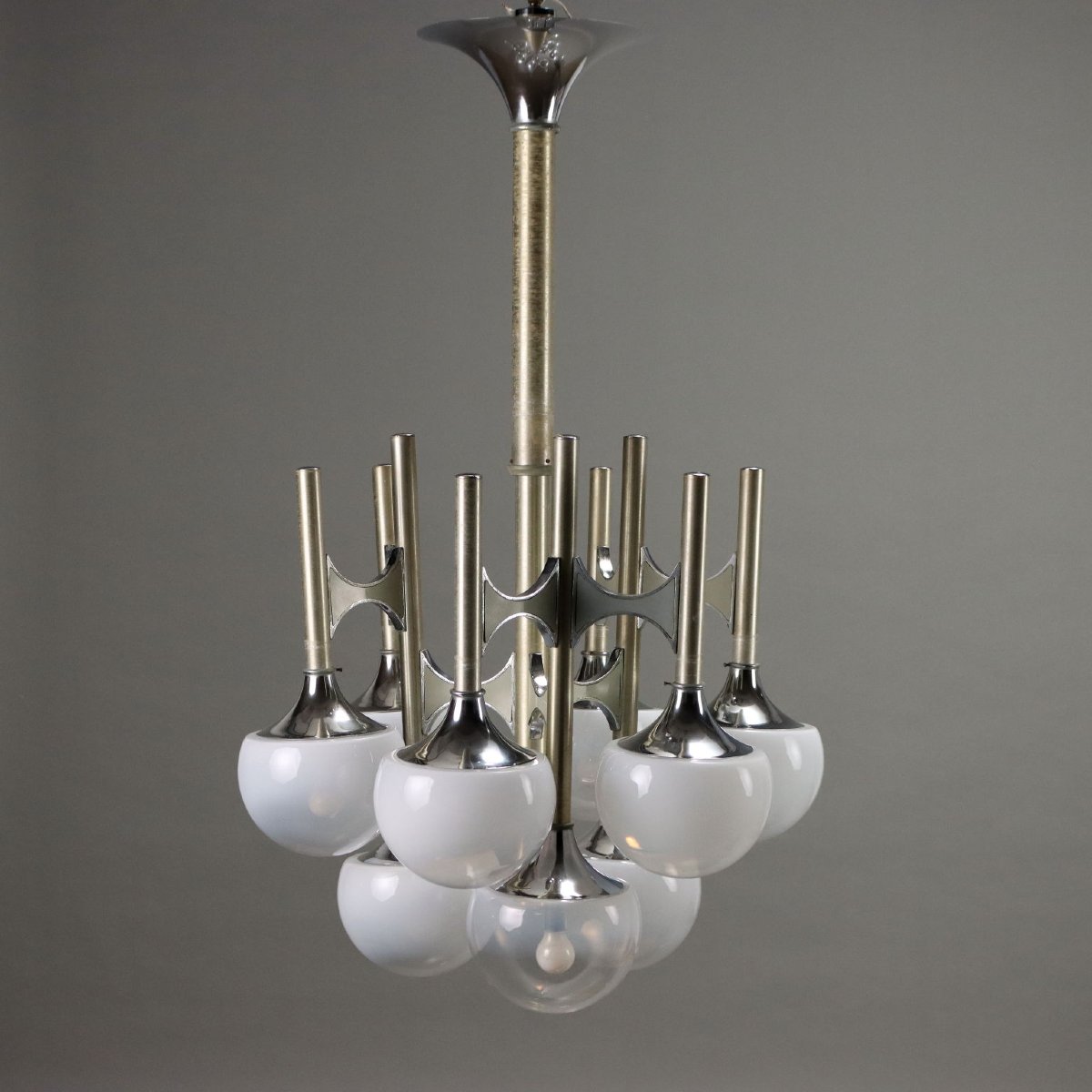 Vintage Lamp Lacquered Steel Glass Spheres Design Italy 1960s-1970s Original