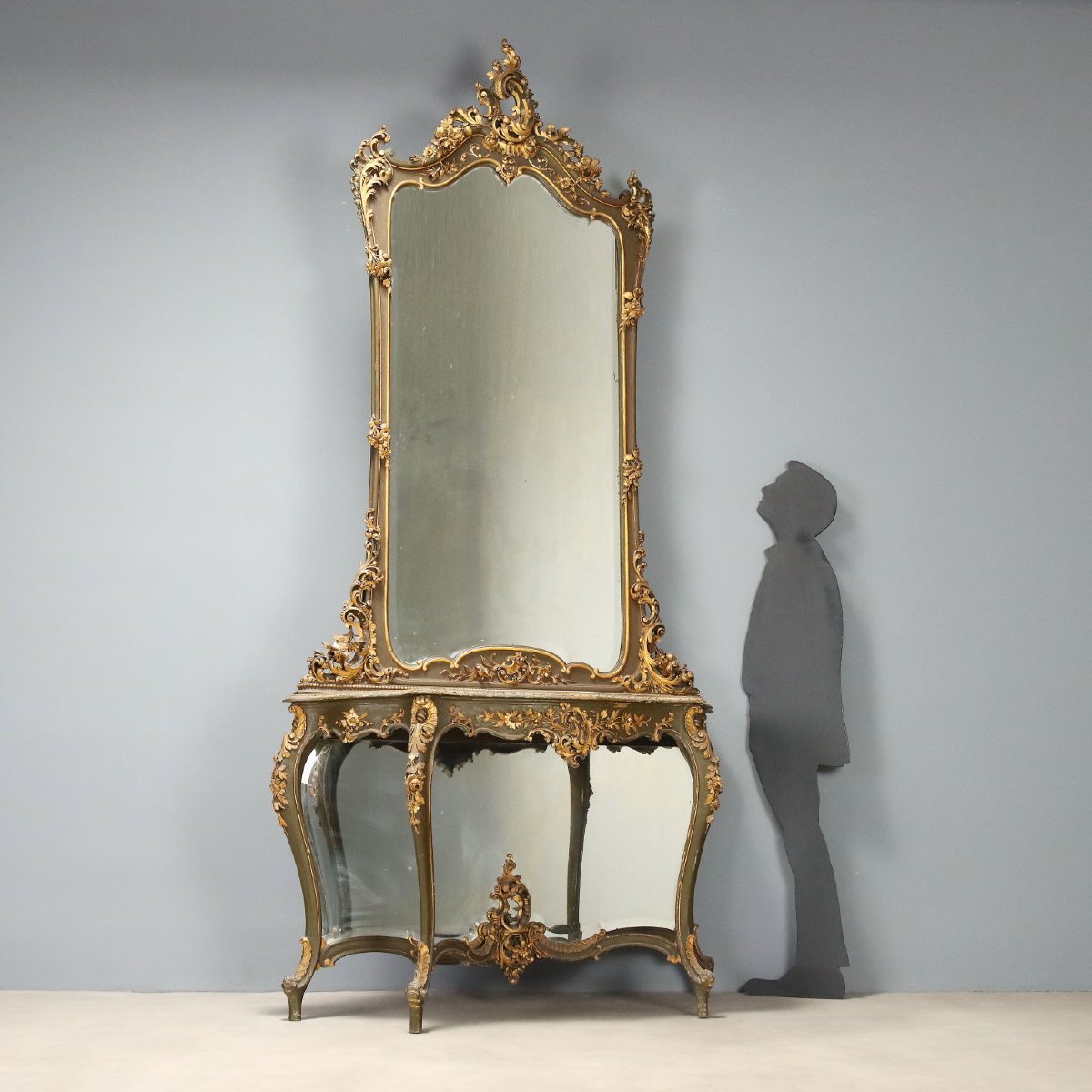 Console Table With Mirror, Baroque-style, Italy, Late 19th Century-photo-2