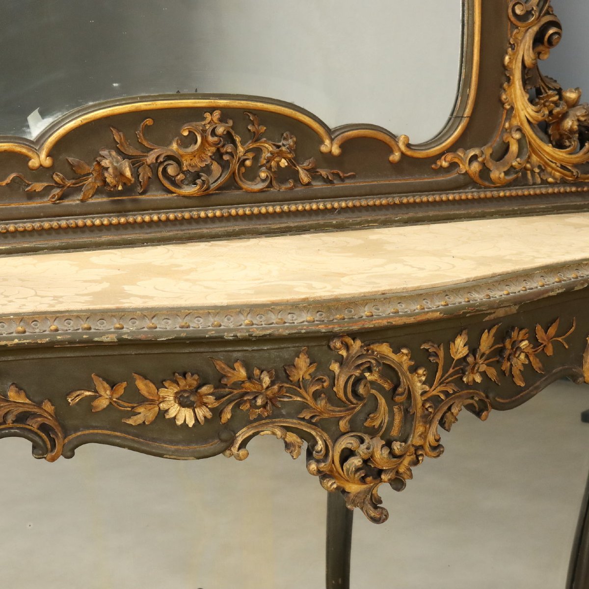 Console Table With Mirror, Baroque-style, Italy, Late 19th Century-photo-4