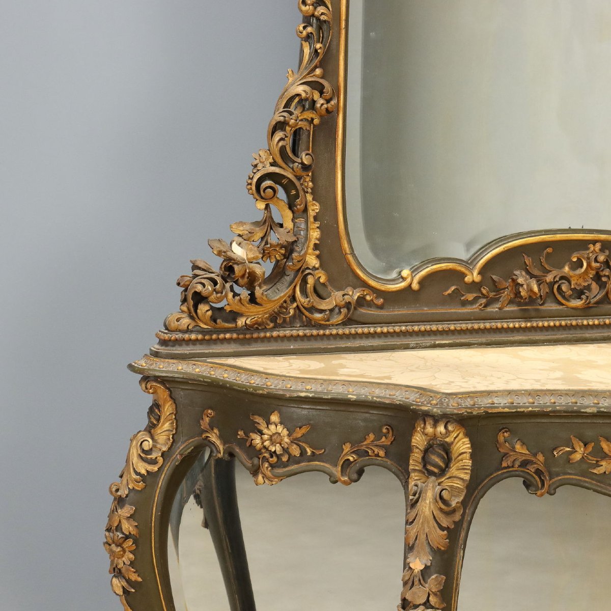 Console Table With Mirror, Baroque-style, Italy, Late 19th Century-photo-3