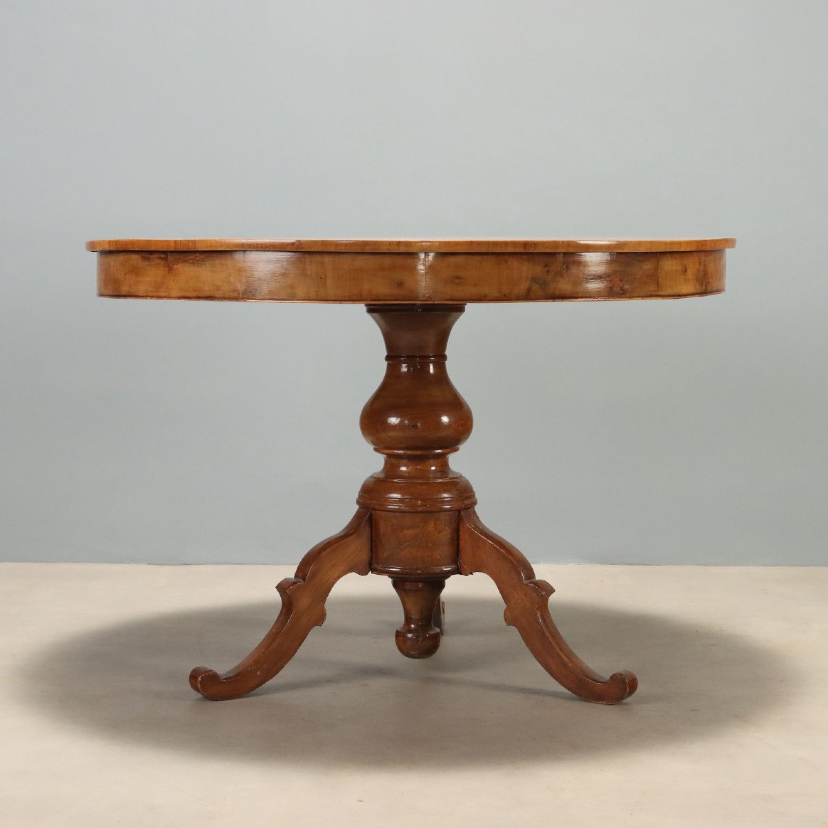Table Ronde en Noyer avec Marqueterie de Vittorio Emanuele II Rolo, milieu du XIXe siècle-photo-3