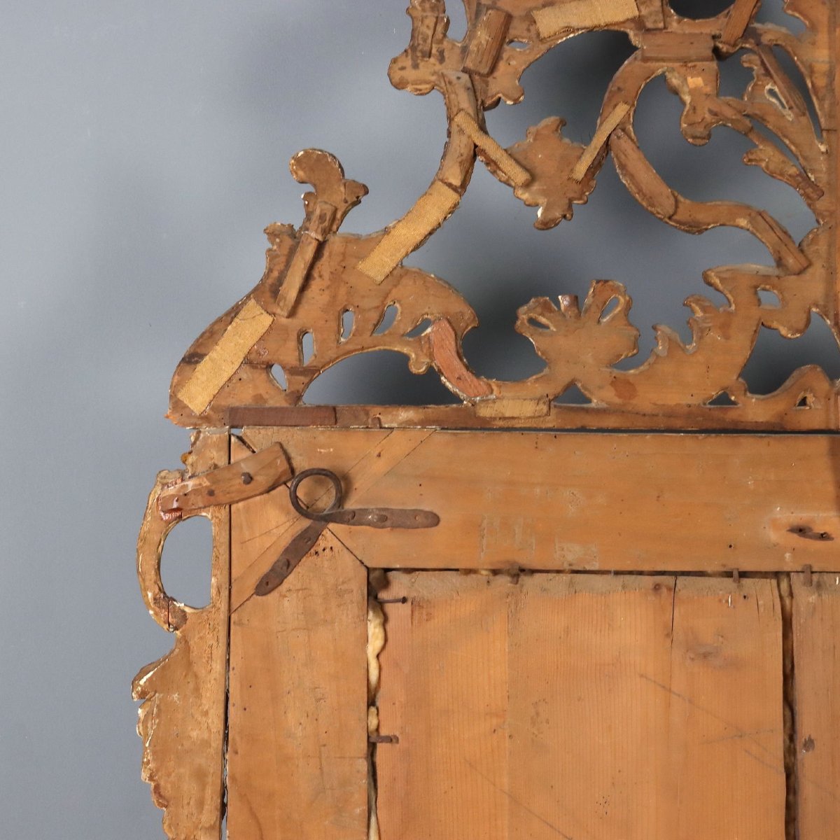 Wall-mounted Mirror In Carved And Gilded Wood, Piedmont, Mid-18th Century-photo-4