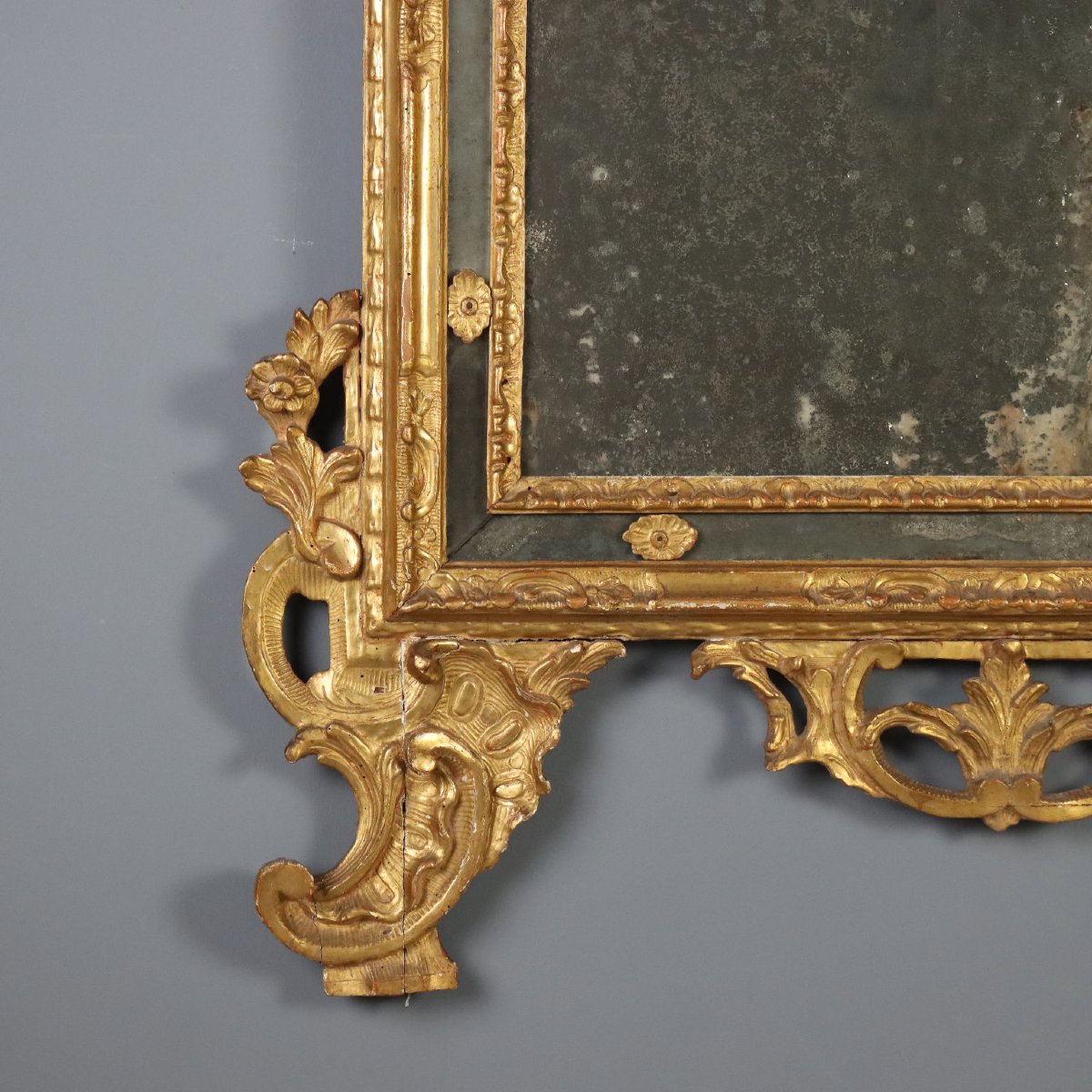 Wall-mounted Mirror In Carved And Gilded Wood, Piedmont, Mid-18th Century-photo-1