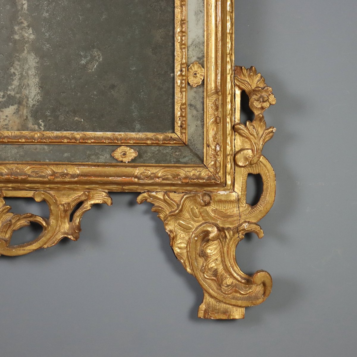 Wall-mounted Mirror In Carved And Gilded Wood, Piedmont, Mid-18th Century-photo-3