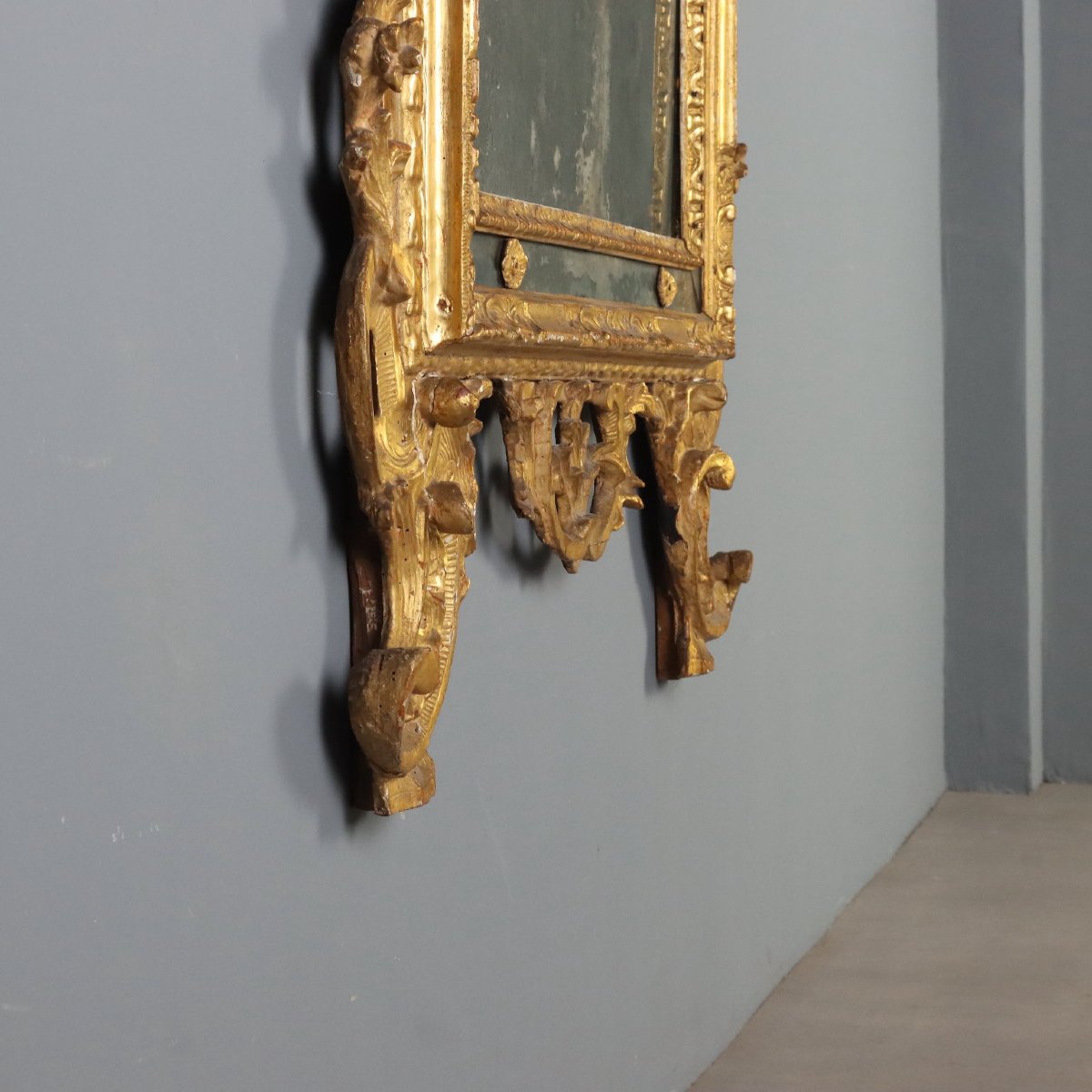 Wall-mounted Mirror In Carved And Gilded Wood, Piedmont, Mid-18th Century-photo-4