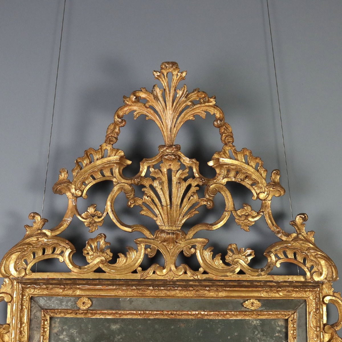Wall-mounted Mirror In Carved And Gilded Wood, Piedmont, Mid-18th Century-photo-5