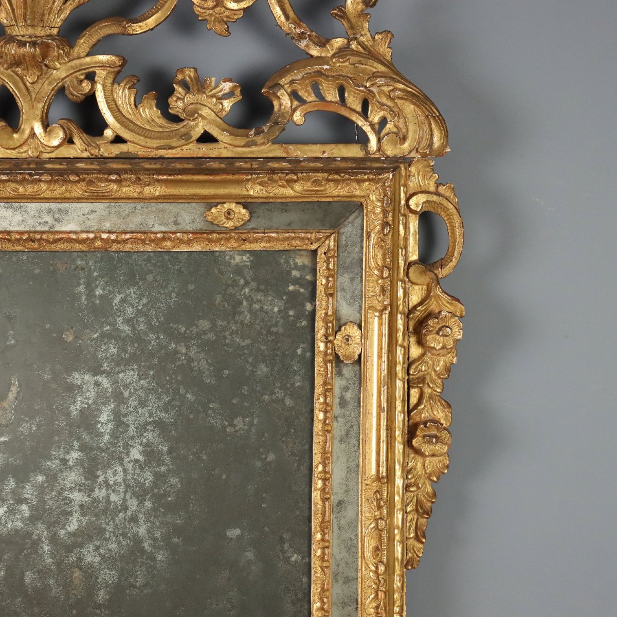 Wall-mounted Mirror In Carved And Gilded Wood, Piedmont, Mid-18th Century-photo-7