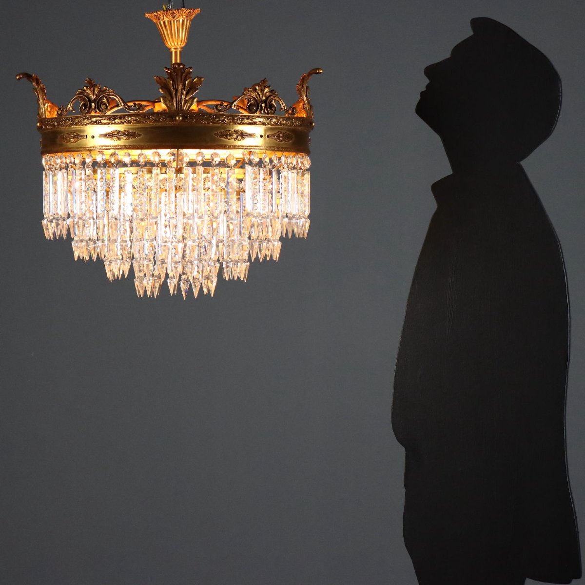 Pair Of Empire-style Chandeliers In Gilded Metal, Italy, Early 20th Century-photo-2