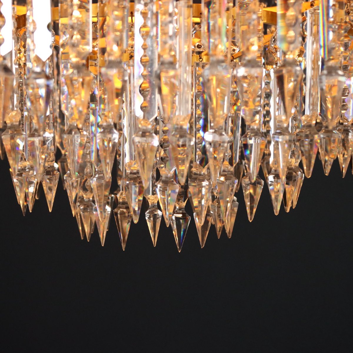 Pair Of Empire-style Chandeliers In Gilded Metal, Italy, Early 20th Century-photo-1