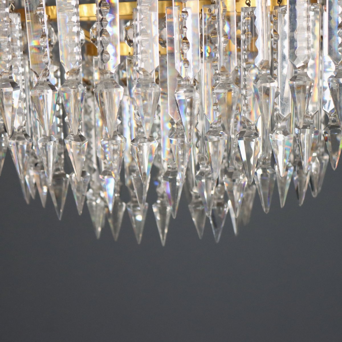 Pair Of Empire-style Chandeliers In Gilded Metal, Italy, Early 20th Century-photo-4