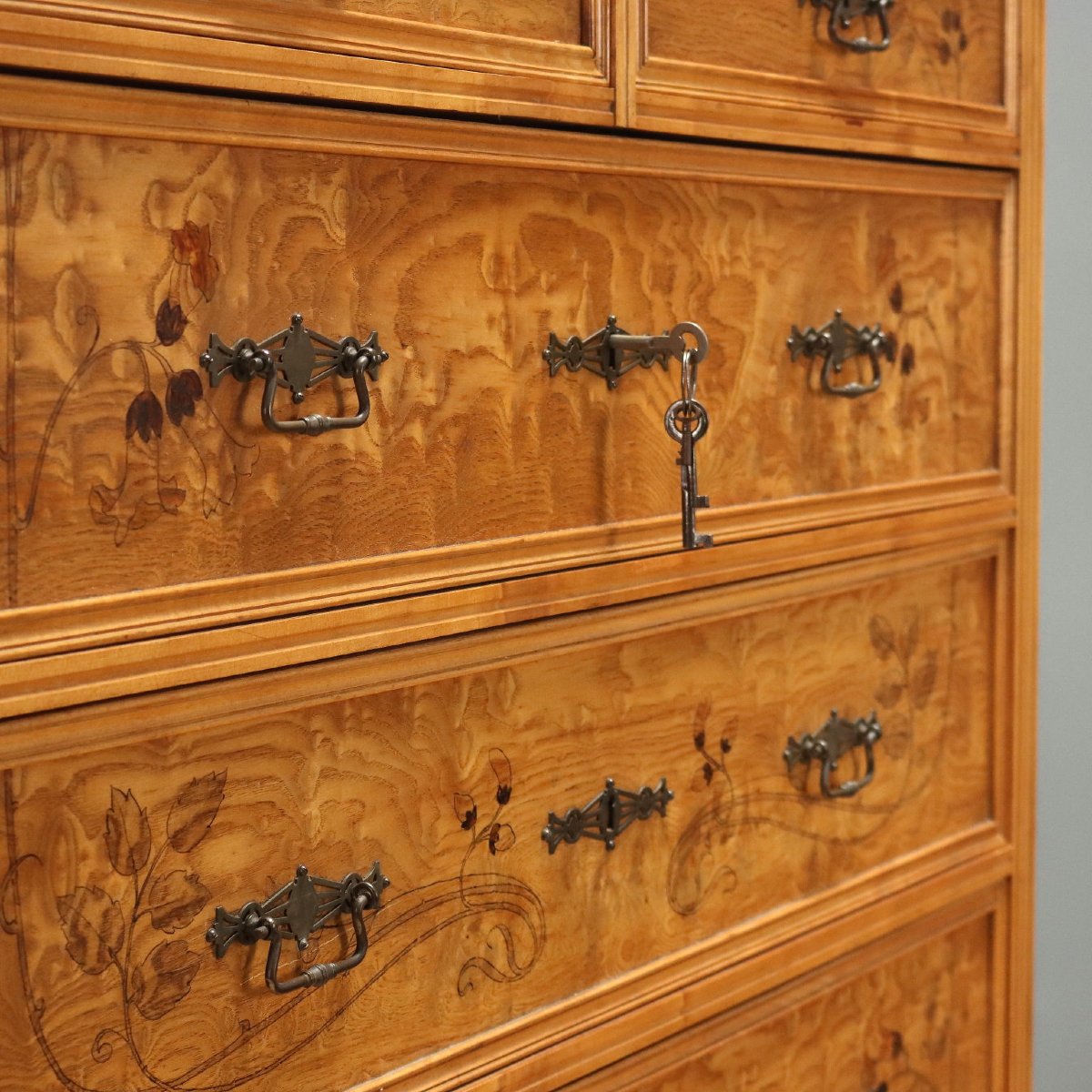 Liberty-style Chest Of Drawers In Ash And Maple, Italy, Early 20th Century-photo-1