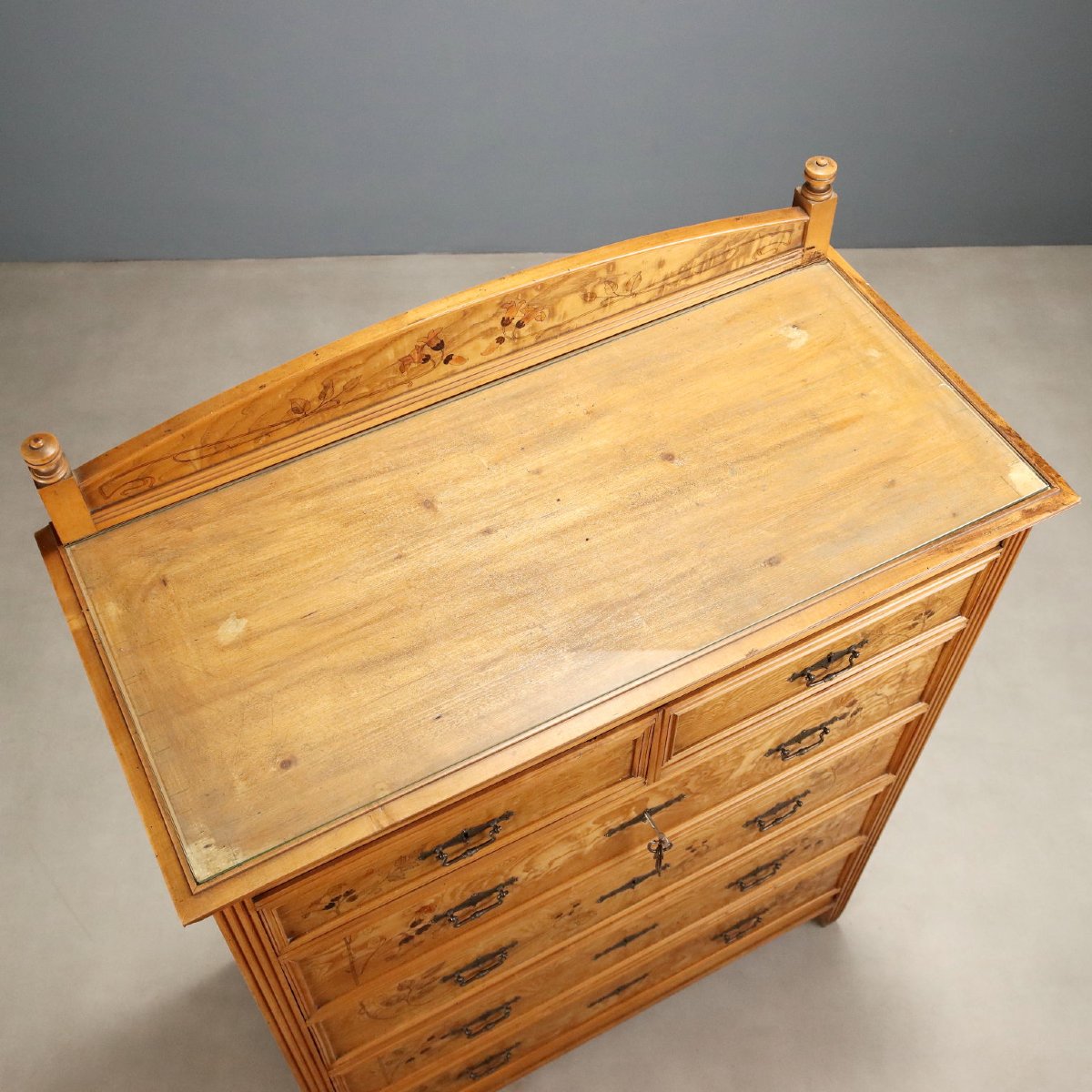Liberty-style Chest Of Drawers In Ash And Maple, Italy, Early 20th Century-photo-4