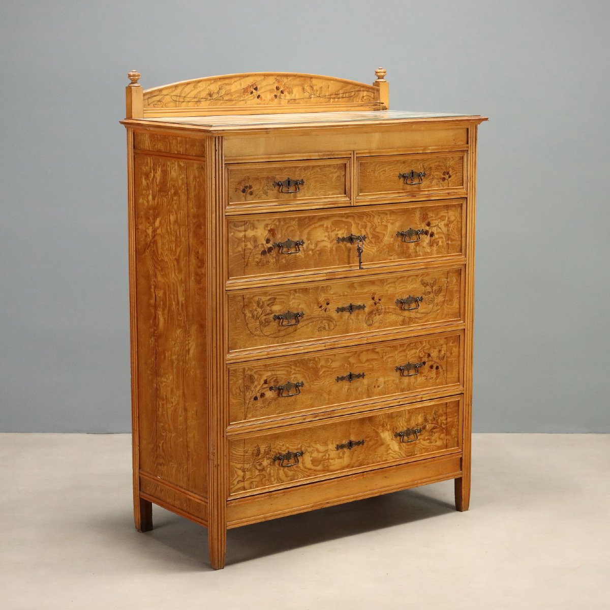 Liberty-style Chest Of Drawers In Ash And Maple, Italy, Early 20th Century