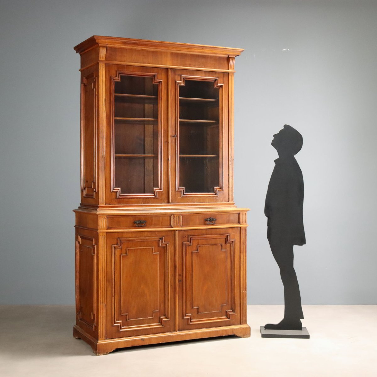 Walnut Sideboard With Glass Top, Italy, Late 19th Century-photo-2