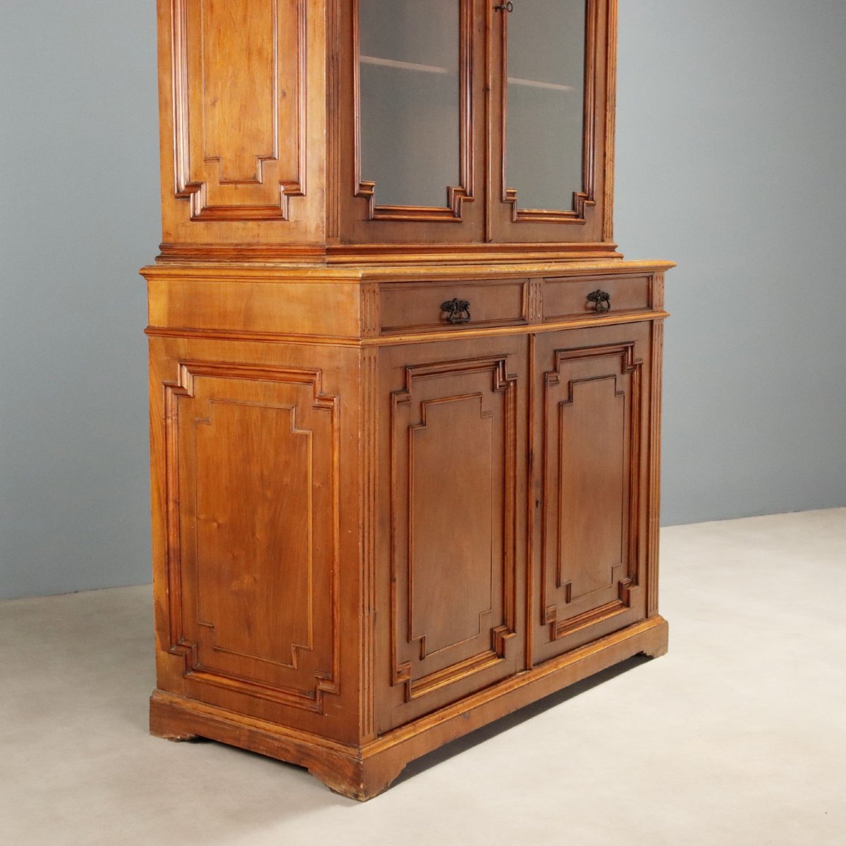 Walnut Sideboard With Glass Top, Italy, Late 19th Century-photo-3