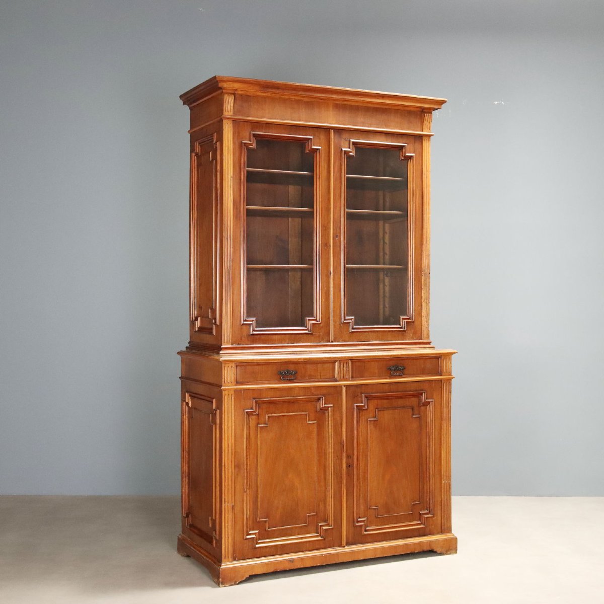 Walnut Sideboard With Glass Top, Italy, Late 19th Century