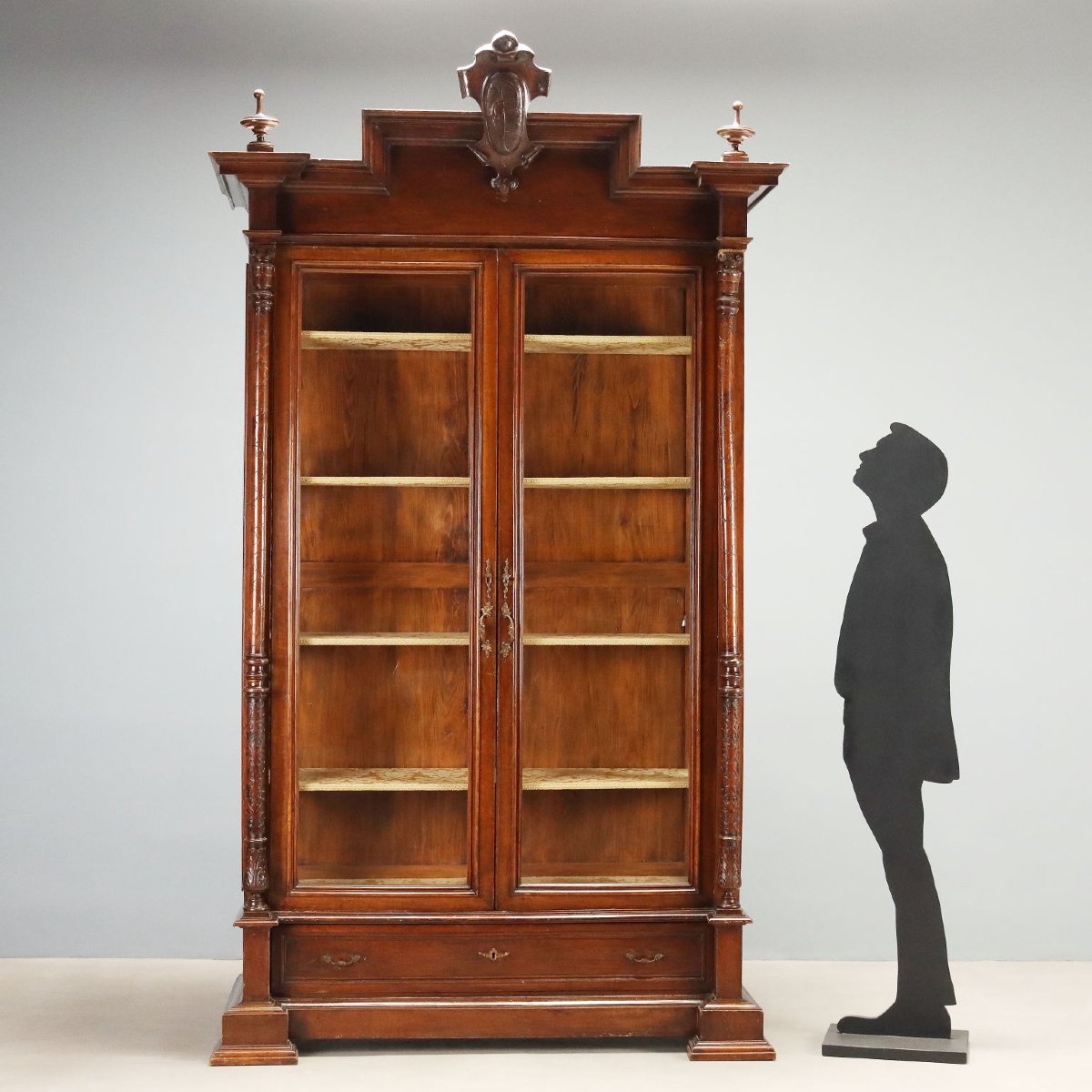 Walnut Display Cabinet With Glass Doors, Italy, Late 19th Century-photo-2