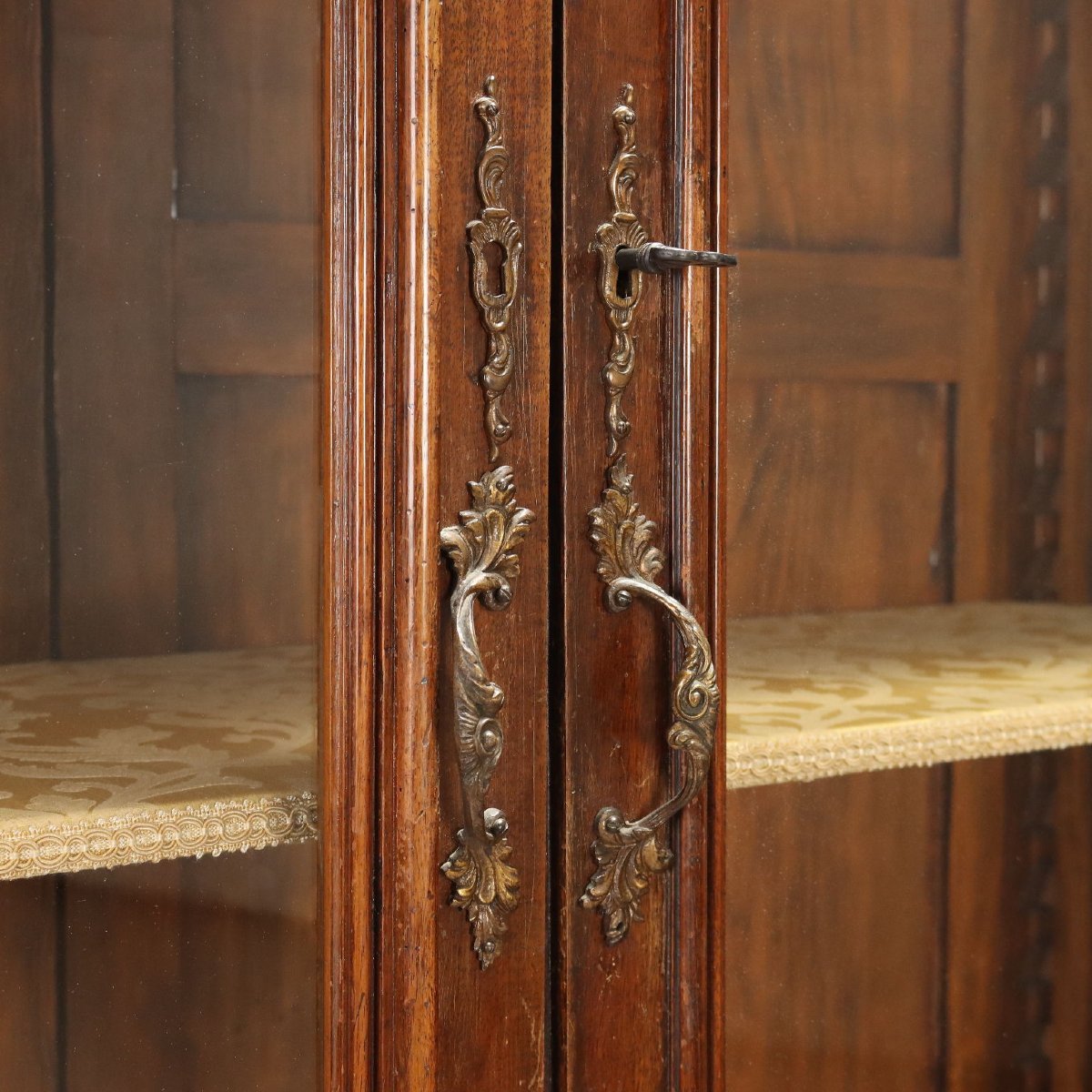 Walnut Display Cabinet With Glass Doors, Italy, Late 19th Century-photo-3