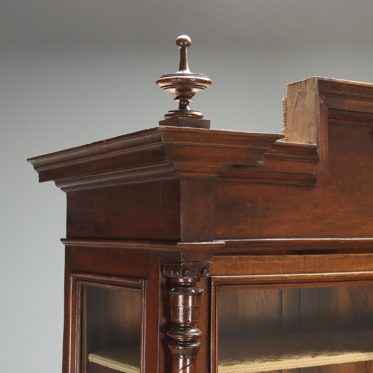 Walnut Display Cabinet With Glass Doors, Italy, Late 19th Century-photo-4