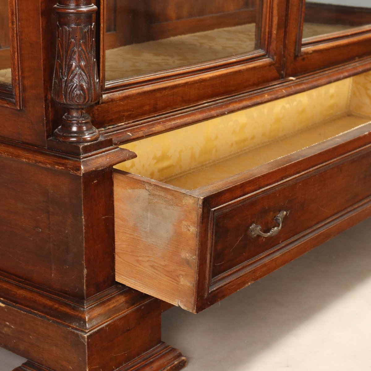 Walnut Display Cabinet With Glass Doors, Italy, Late 19th Century-photo-1