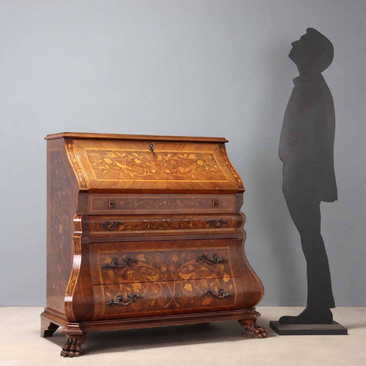 Stylish Dutch Folding Table With Floral Inlays, 20th-century Netherlands-photo-2