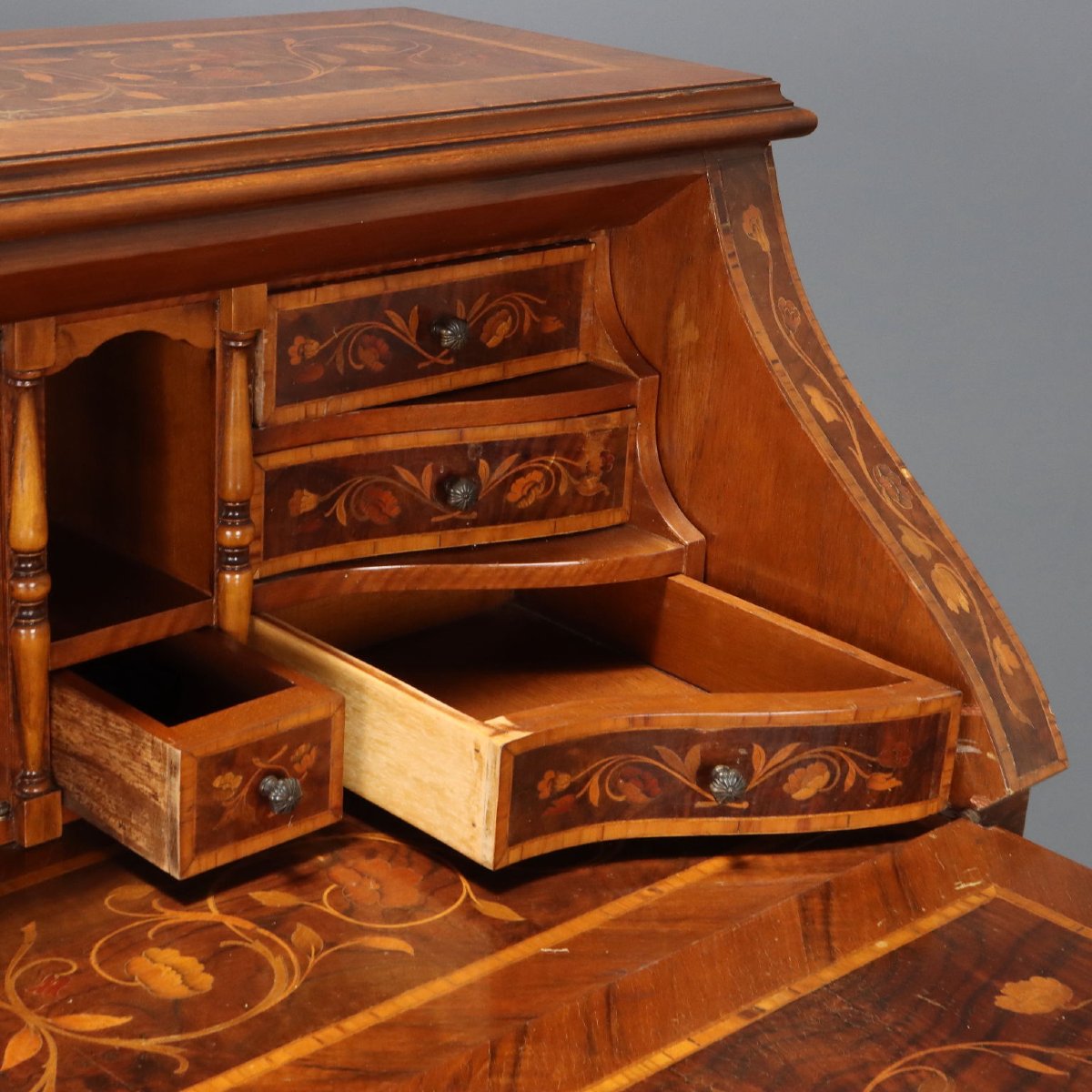 Stylish Dutch Folding Table With Floral Inlays, 20th-century Netherlands-photo-4