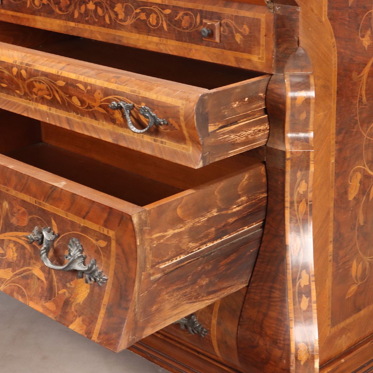 Stylish Dutch Folding Table With Floral Inlays, 20th-century Netherlands-photo-3