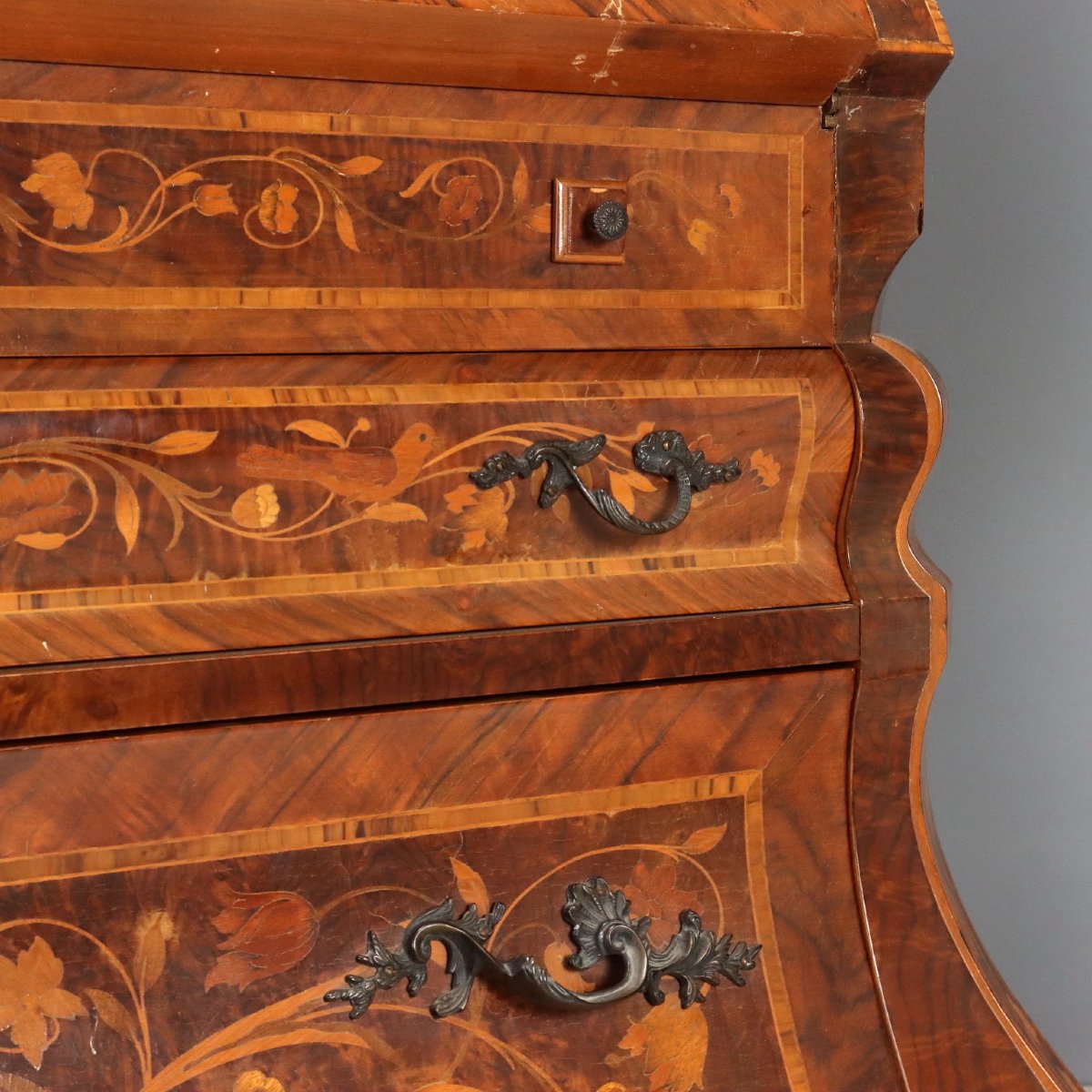 Stylish Dutch Folding Table With Floral Inlays, 20th-century Netherlands-photo-5