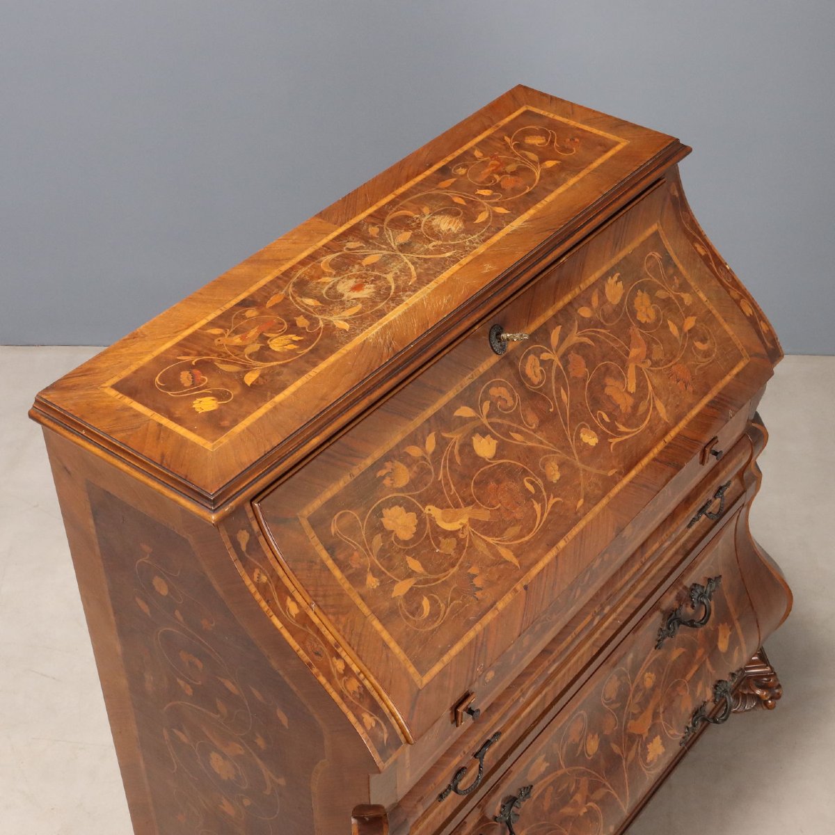 Stylish Dutch Folding Table With Floral Inlays, 20th-century Netherlands-photo-7