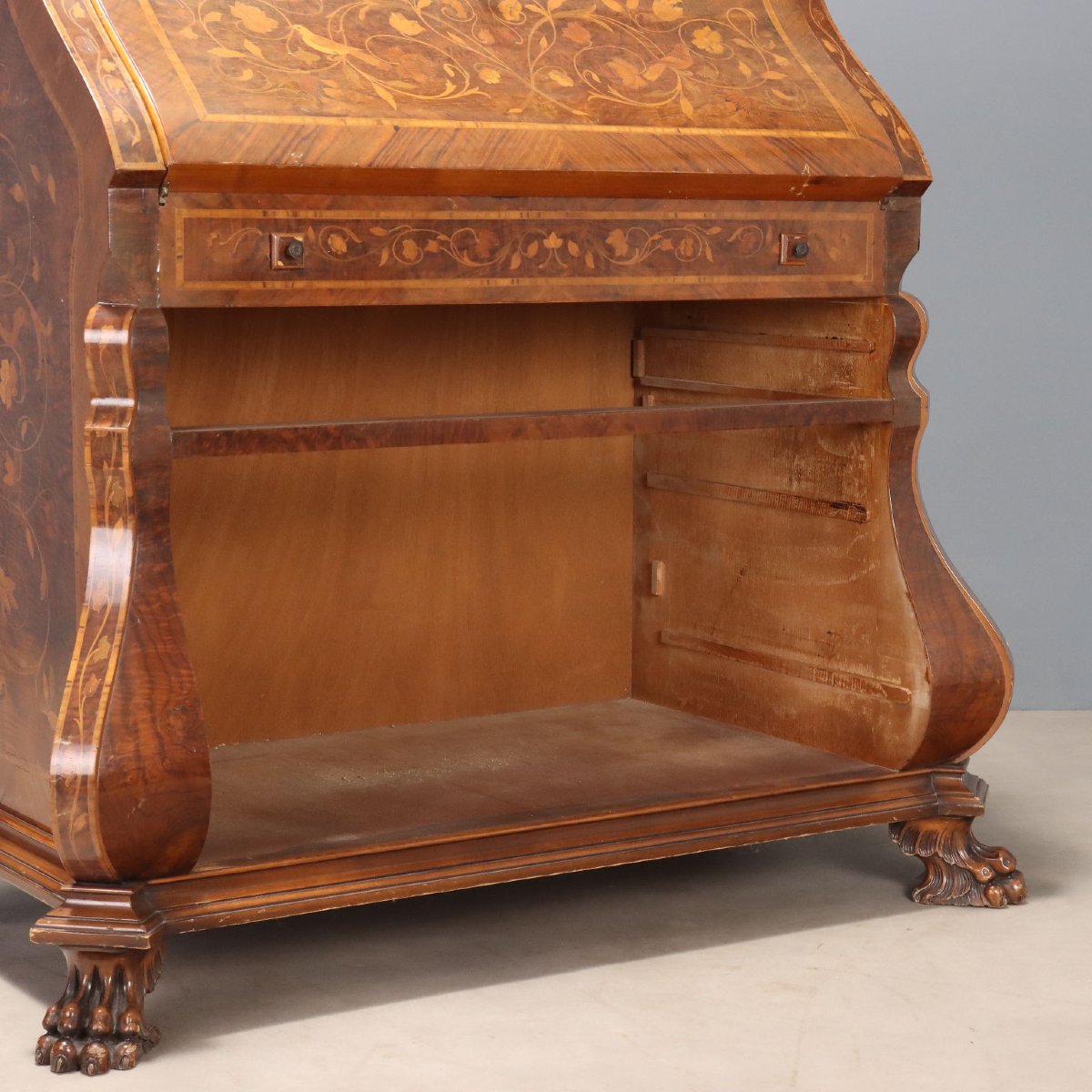 Stylish Dutch Folding Table With Floral Inlays, 20th-century Netherlands-photo-8