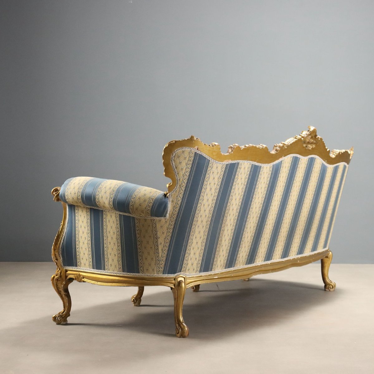 Canapé Ancien Style Baroque Bois Doré Italie XXe Siècle-photo-4
