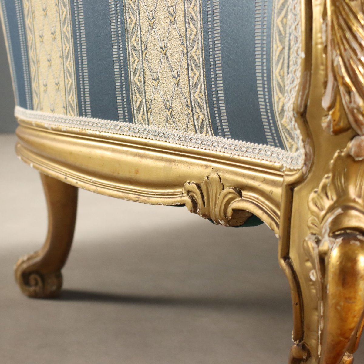 Canapé Ancien Style Baroque Bois Doré Italie XXe Siècle-photo-5