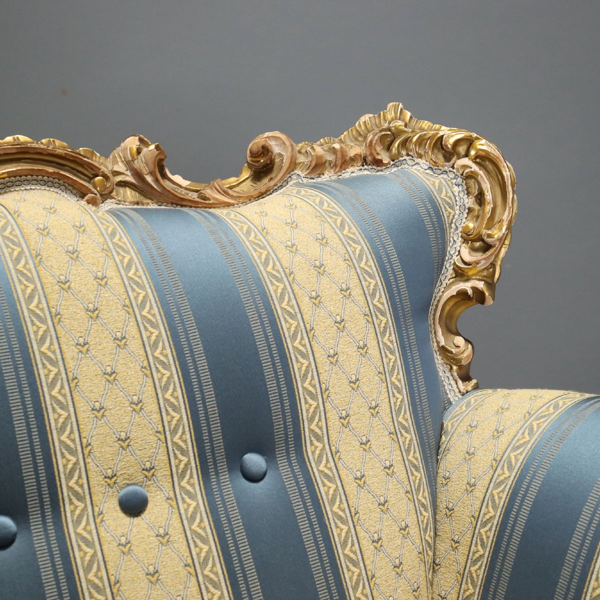Canapé Ancien Style Baroque Bois Doré Italie XXe Siècle-photo-6