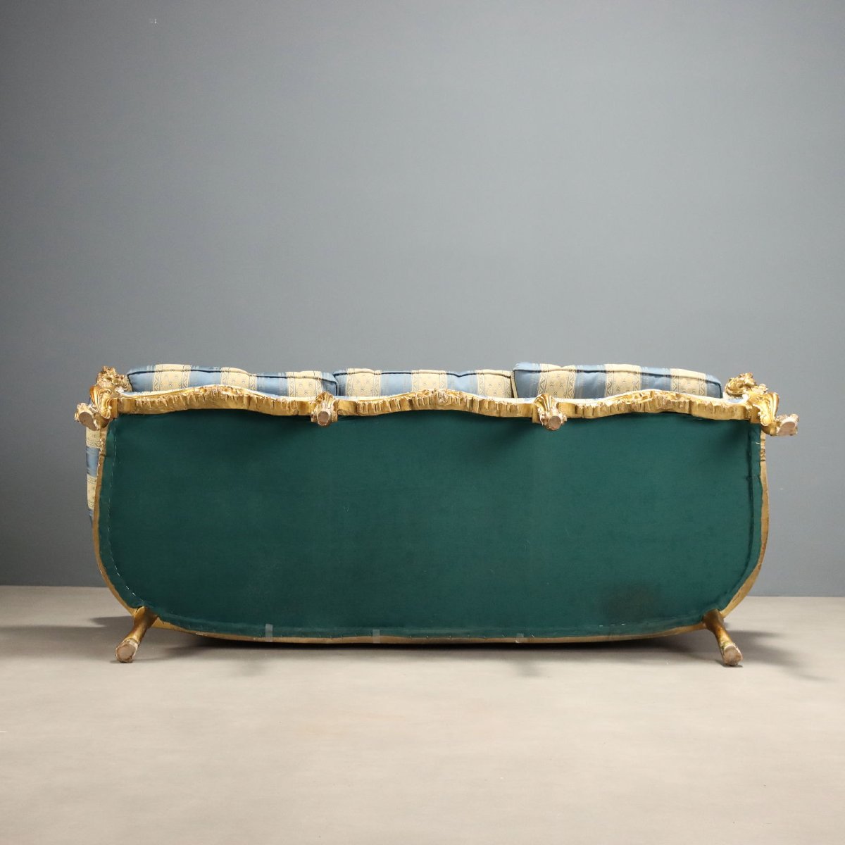 Canapé Ancien Style Baroque Bois Doré Italie XXe Siècle-photo-7
