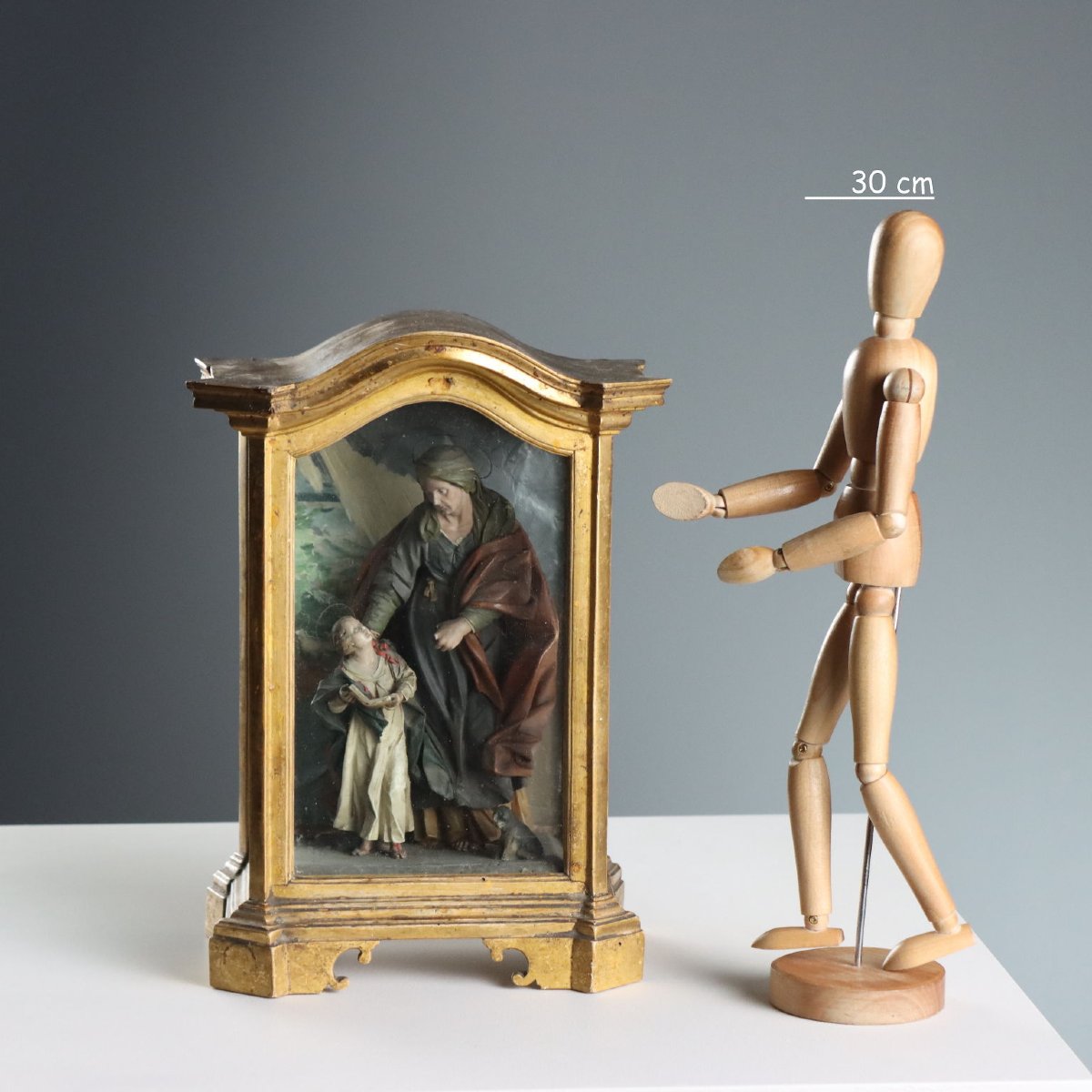 Coffret Ancien avec Sculpture de la Vièrge Marie XIXe Siècle Original-photo-2