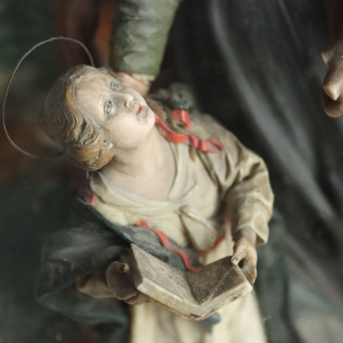 Coffret Ancien avec Sculpture de la Vièrge Marie XIXe Siècle Original-photo-1