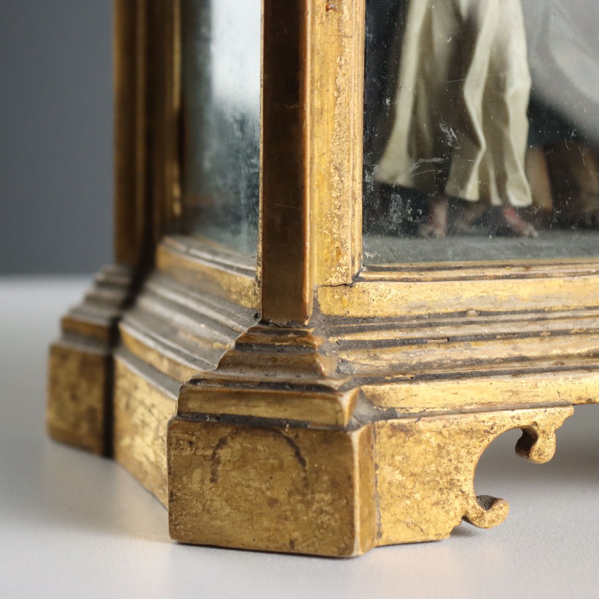 Coffret Ancien avec Sculpture de la Vièrge Marie XIXe Siècle Original-photo-2
