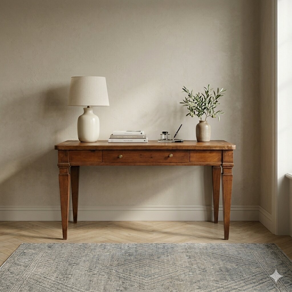 Table Directoire Ancienne Noyer Tiroir Italie XVIIIe-XIXe Siècle Originale-photo-2