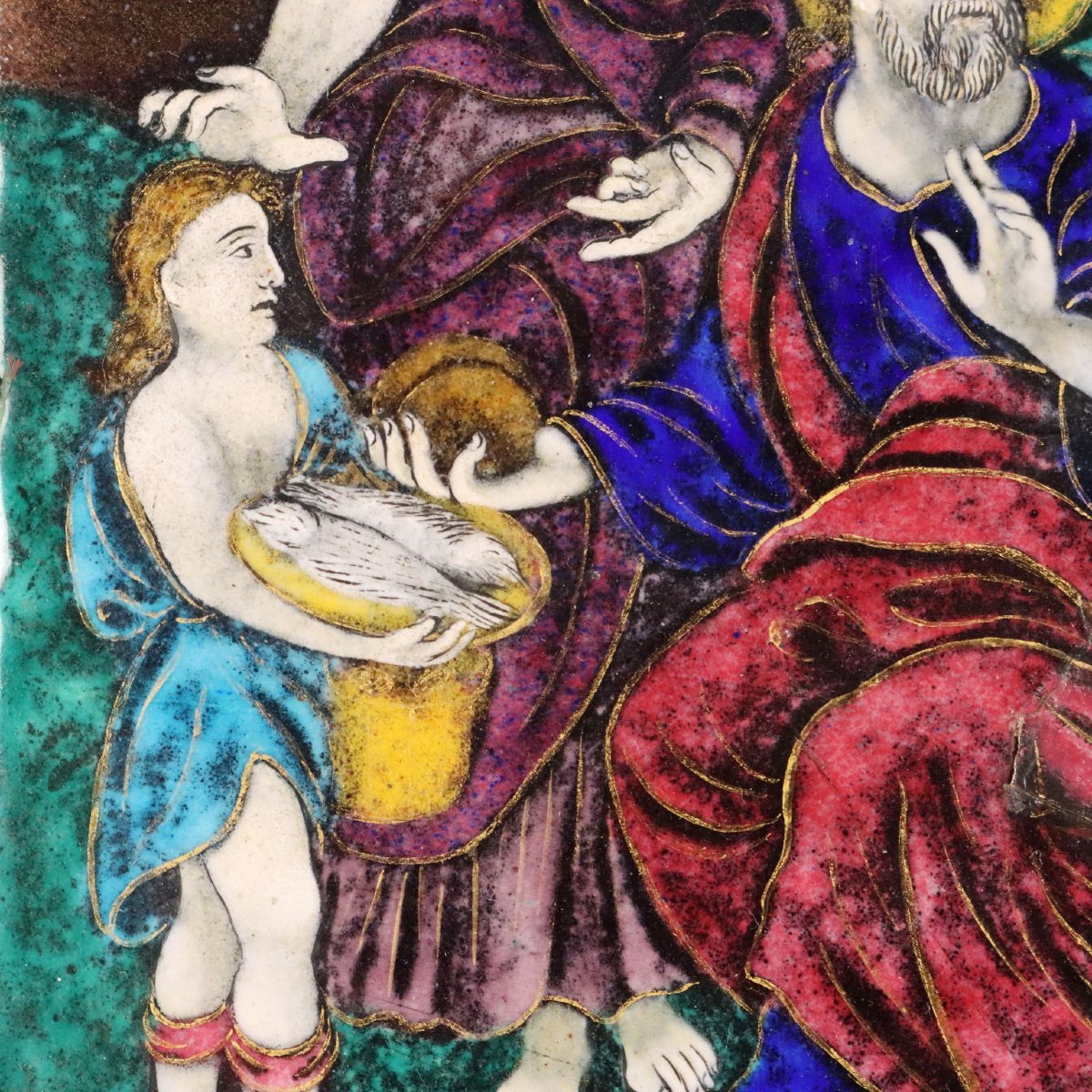 Antique Panel Limoges Enamels On Copper Religious XVII Century Original-photo-1