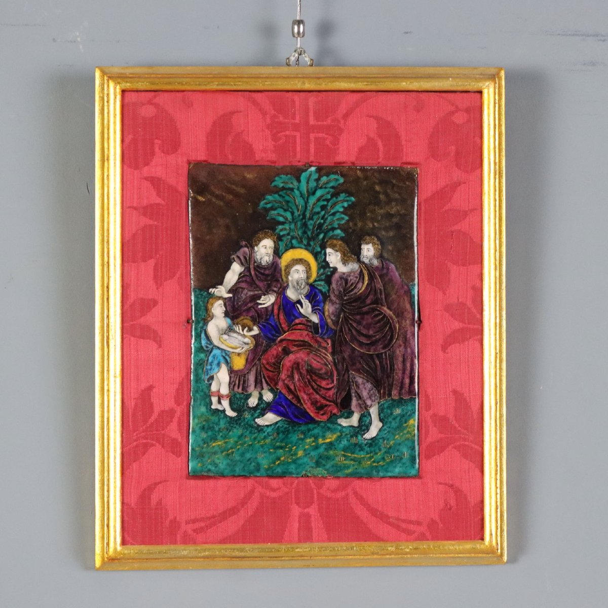 Antique Panel Limoges Enamels On Copper Religious XVII Century Original