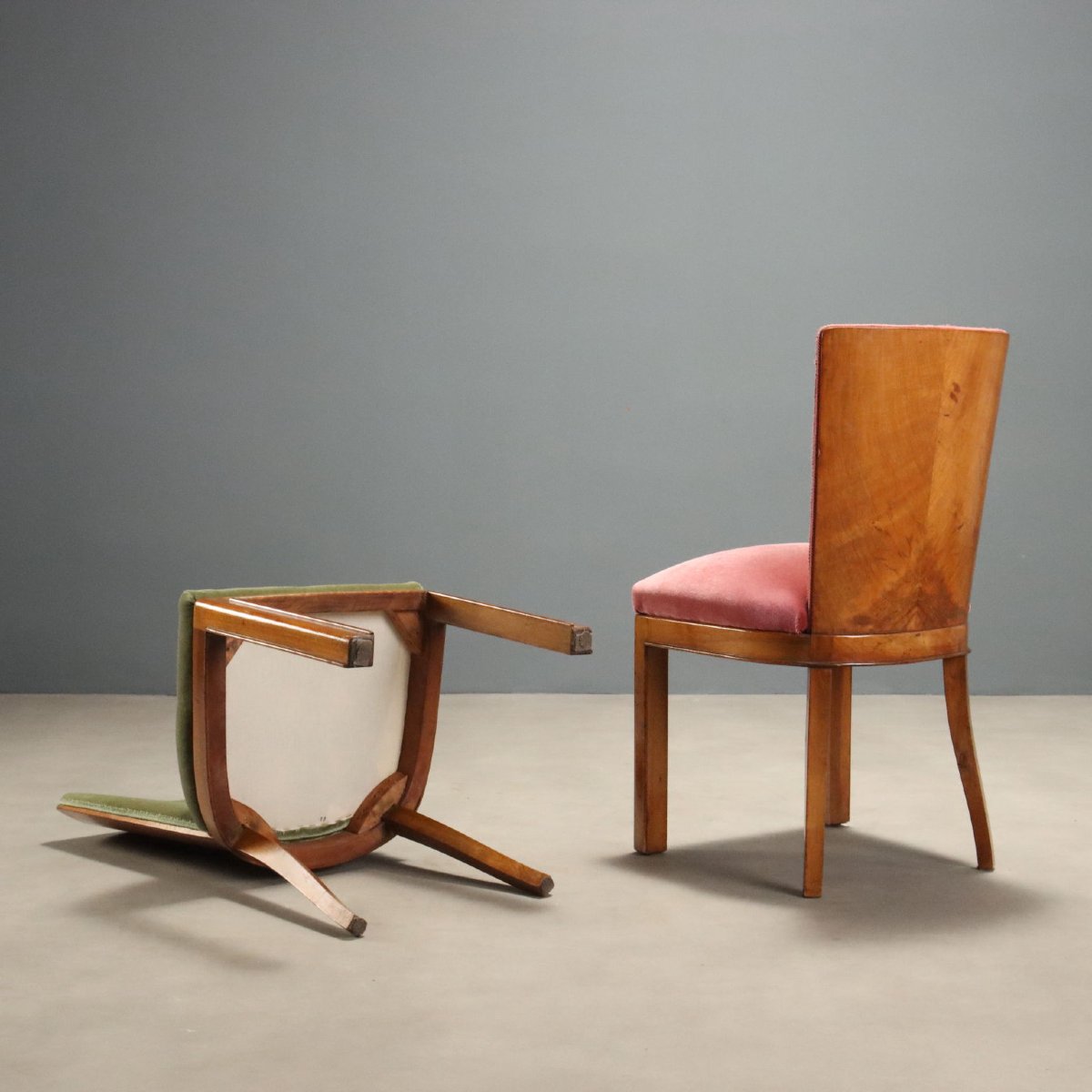 Chaises Vintage Hêtre Noyer Design Italie des Années 1950 Originales-photo-7