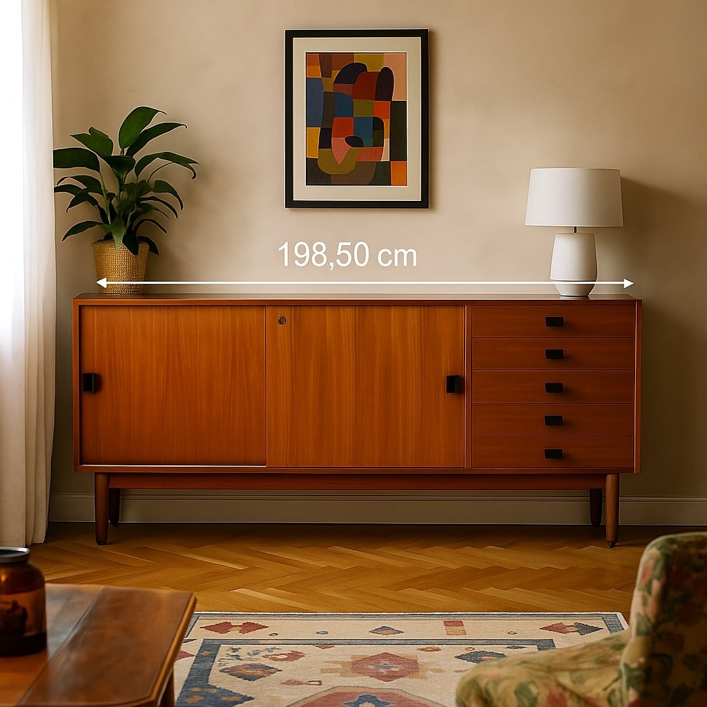 Buffet Bas Vintage Fratelli Saporiti Design Plaqué en Teck Années 60 Original-photo-2