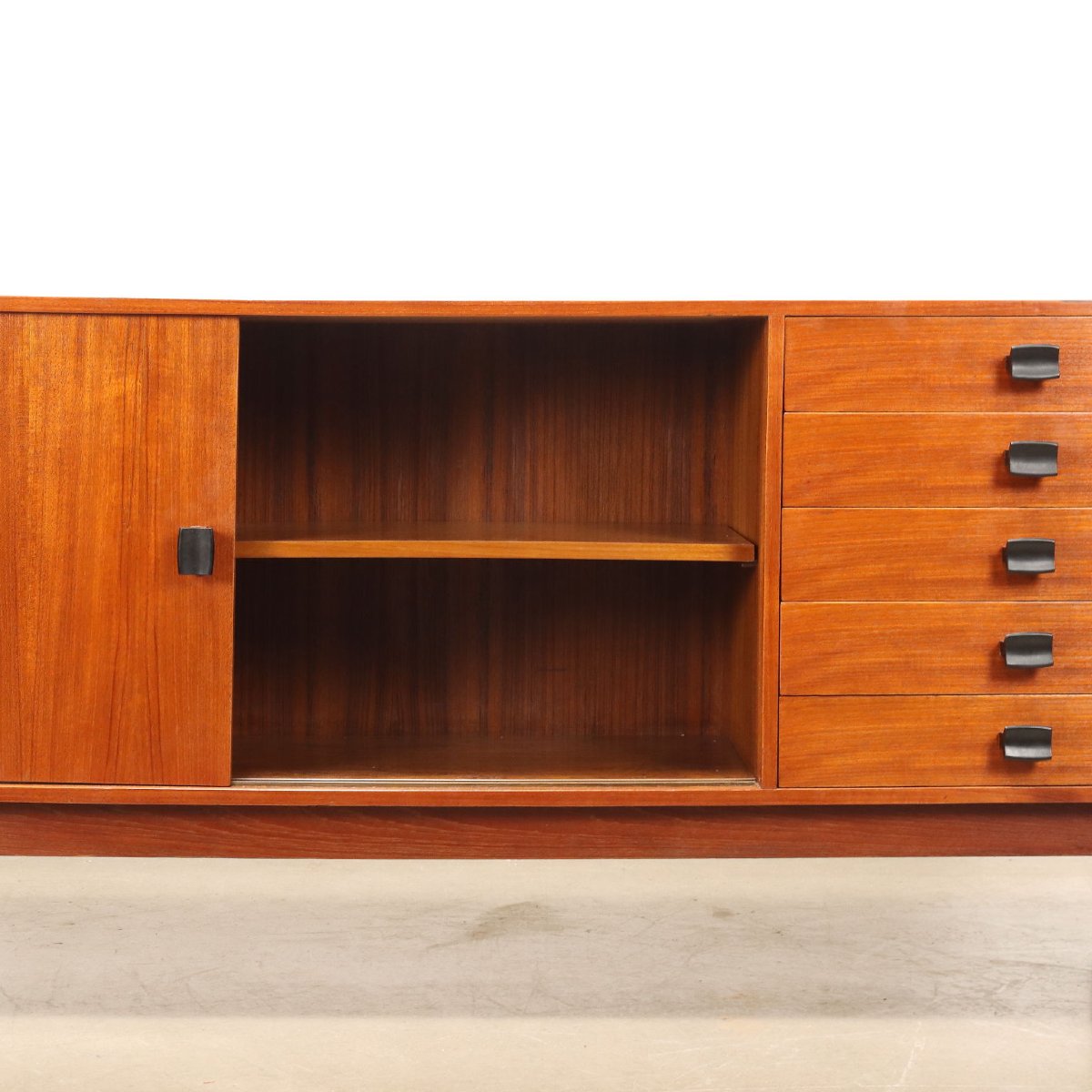 Buffet Bas Vintage Fratelli Saporiti Design Plaqué en Teck Années 60 Original-photo-4