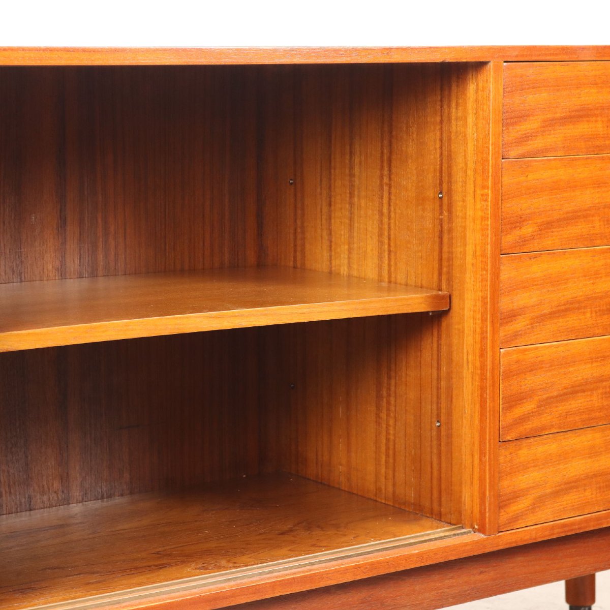 Buffet Bas Vintage Fratelli Saporiti Design Plaqué en Teck Années 60 Original-photo-5
